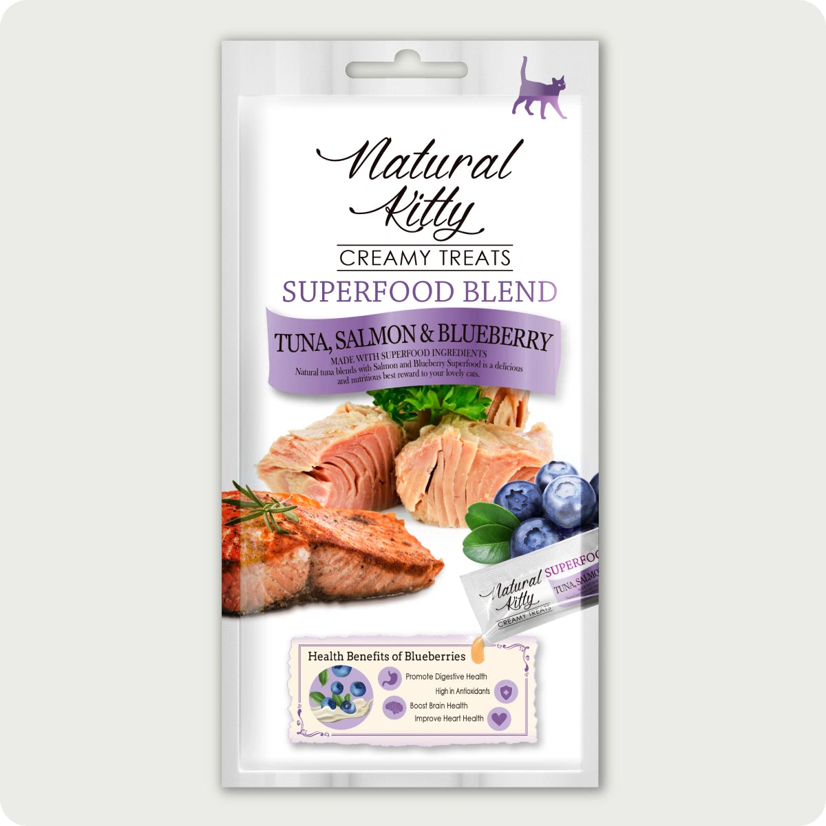 Natural Kitty Superfood Blend Kremowe Sticki Ryba i Borówki