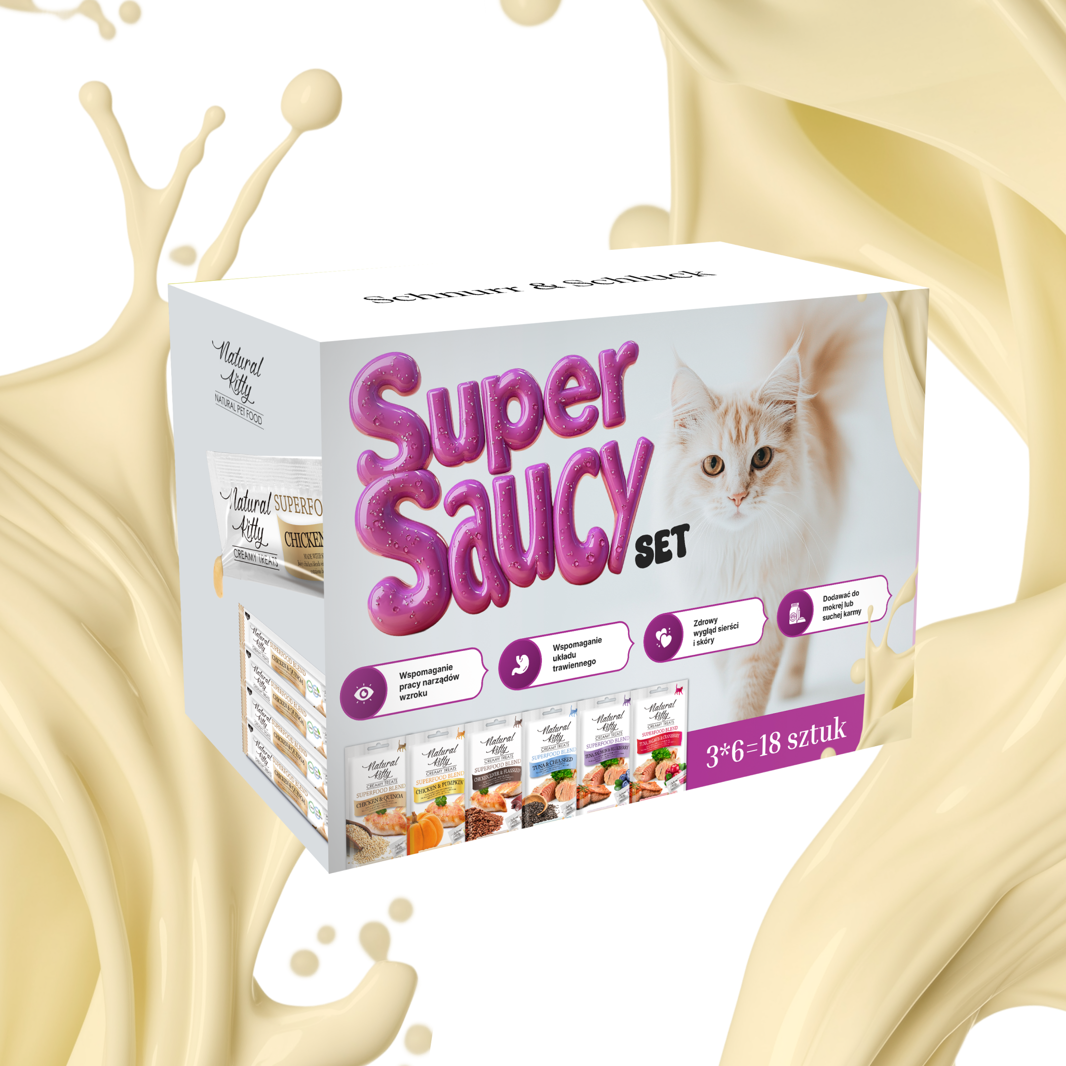 Natural Kitty Super Saucy Zestaw | Kremowe Sticki + Gratis