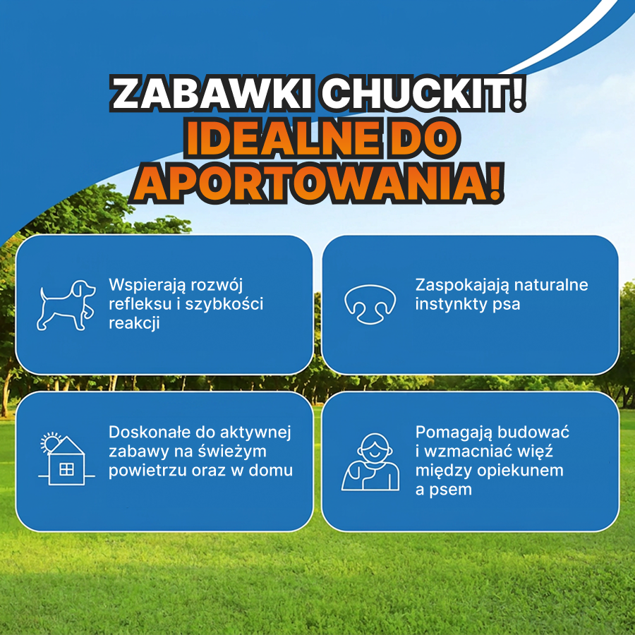 ChuckIt! Piłka-roller dla psa | Miękka zabawka | Trening i aktywna zabawa w domu | Pomarańczowa, One Size