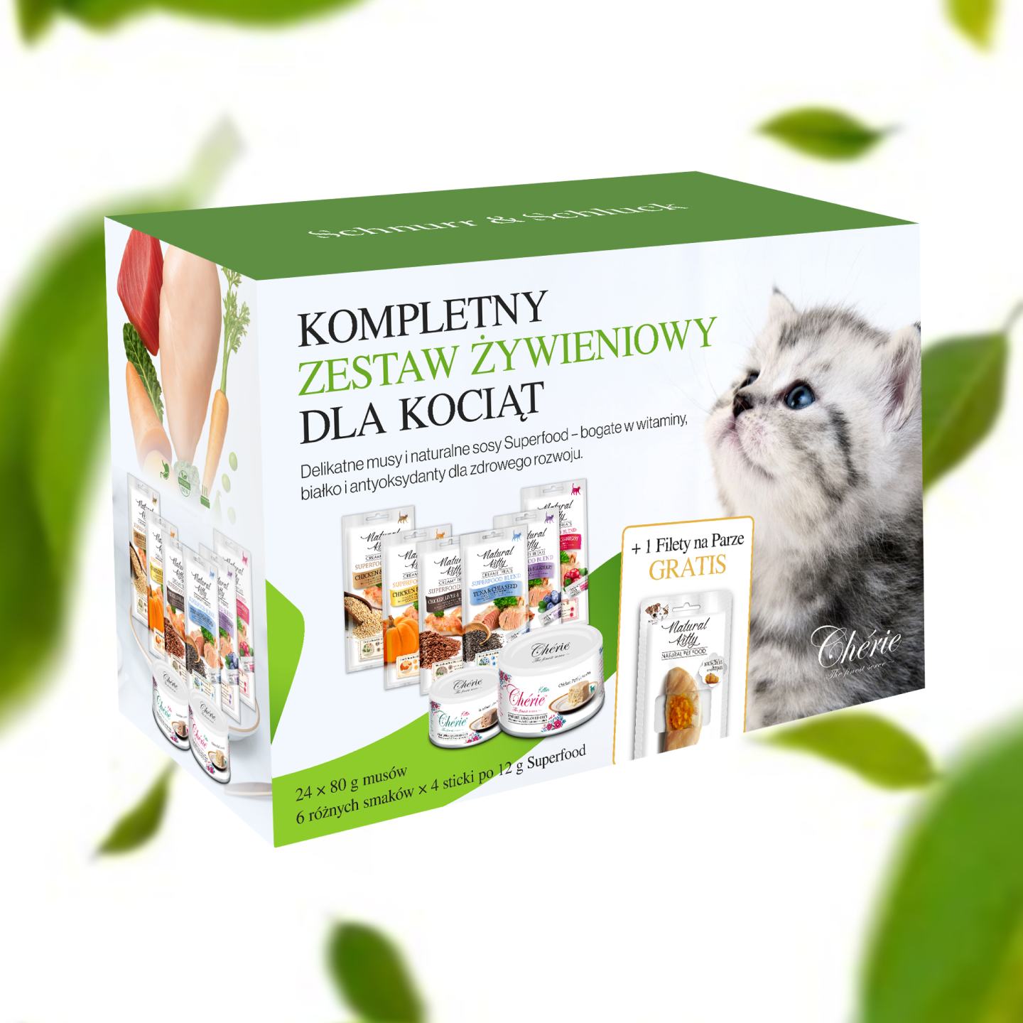 Chérie Zestaw Startowy |  Pierwszy jadłospis dla kociąt +  Gratis Filet