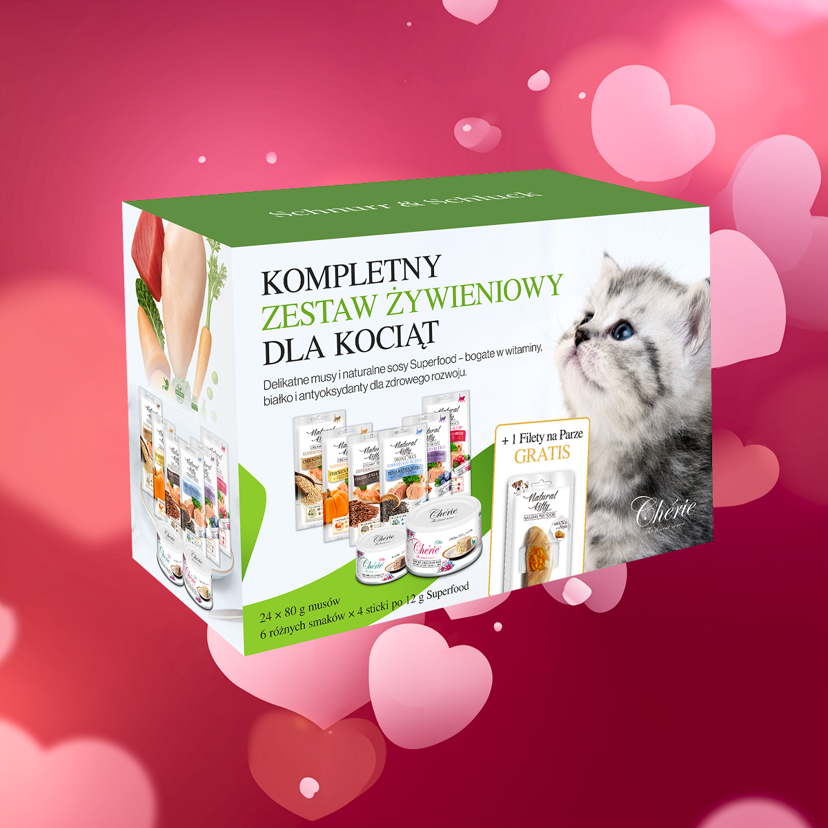 Chérie Zestaw Startowy |  Pierwszy jadłospis dla kociąt +  Gratis Filet