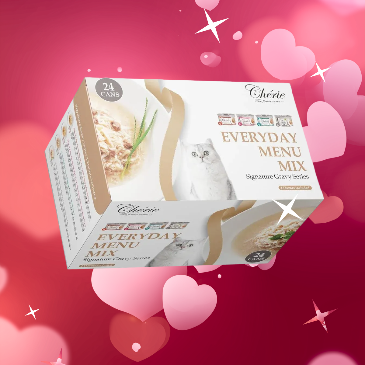 Chérie Premium Zestaw PROMOCJA (20+4) | Mieszanka Mokrych Karm + Gratis Meaty Cubes