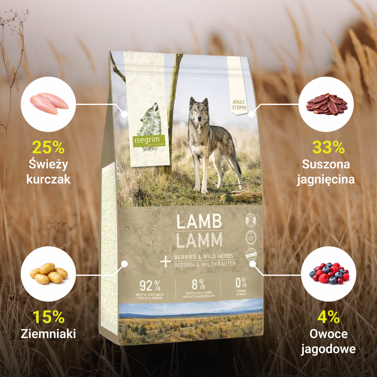 Isegrim Lamb + jagody i dzikie zioła | Adult 3kg