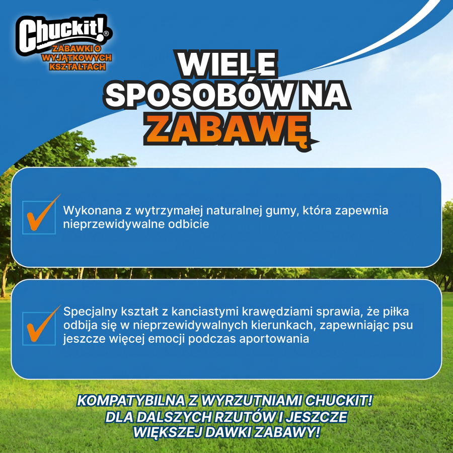 ChuckIt! Geometryczna piłka dla psa | Trening i aktywna zabawa | Zielona, rozmiar M