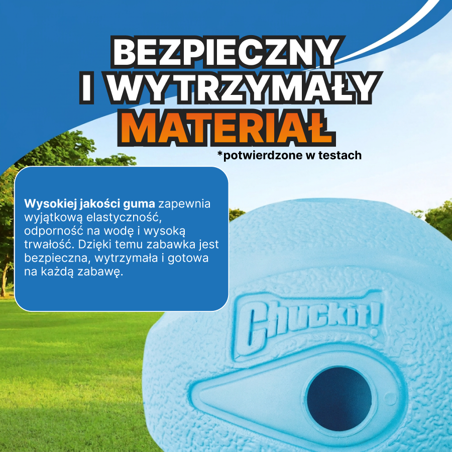 ChuckIt! Piłka gwiżdżąca do aportu dla psa | Sport i zabawa | Niebieska, rozmiar M