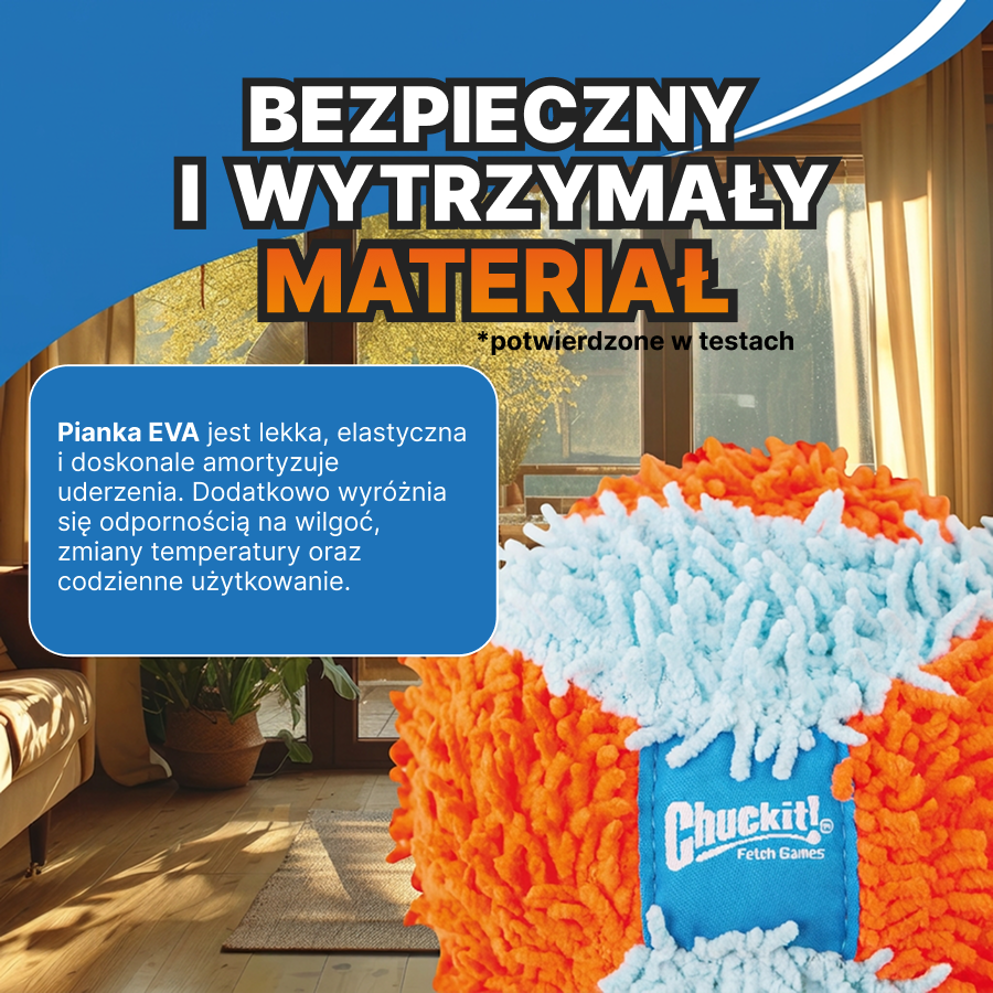 ChuckIt! Pluszowa piłka dla psa | Do zabawy w domu | Rozrywka i aktywna zabawa | Pomarańczowa, One Size