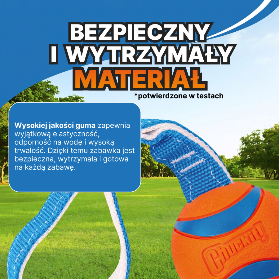 ChuckIt! Piłka Ultra Ball z uchwytem dla psa | Zabawka do treningu i zabawy | Pomarańczowo-niebieska, rozmiar M