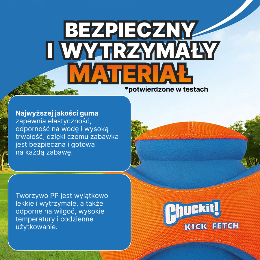ChuckIt! Super sprężysta piłka dla psa | Aktywna zabawa | Pomarańczowo-niebieska, rozmiar M