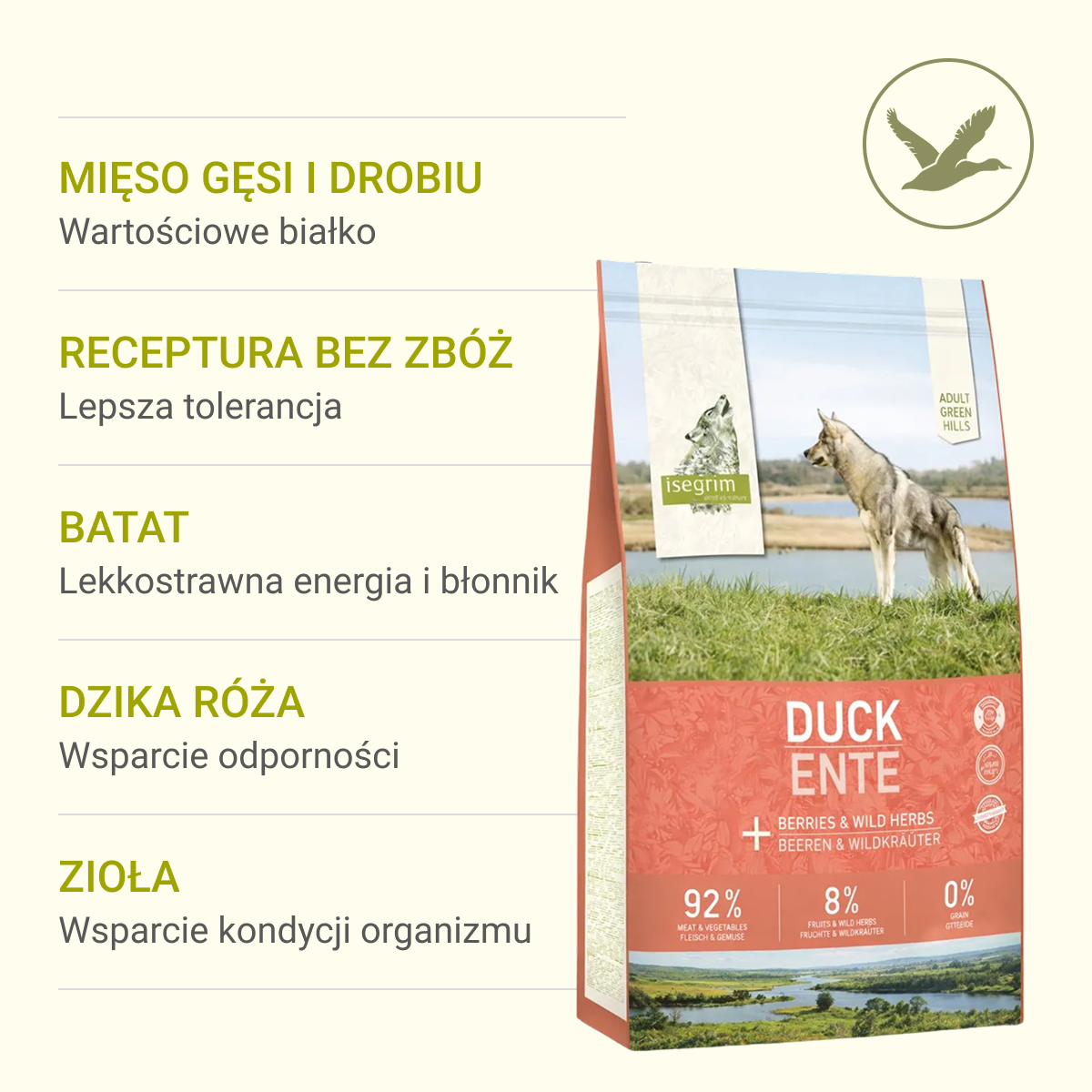 Isegrim Kaczka + Sweet Potato, Rose Hip & Wild Herbs | Adult 3kg