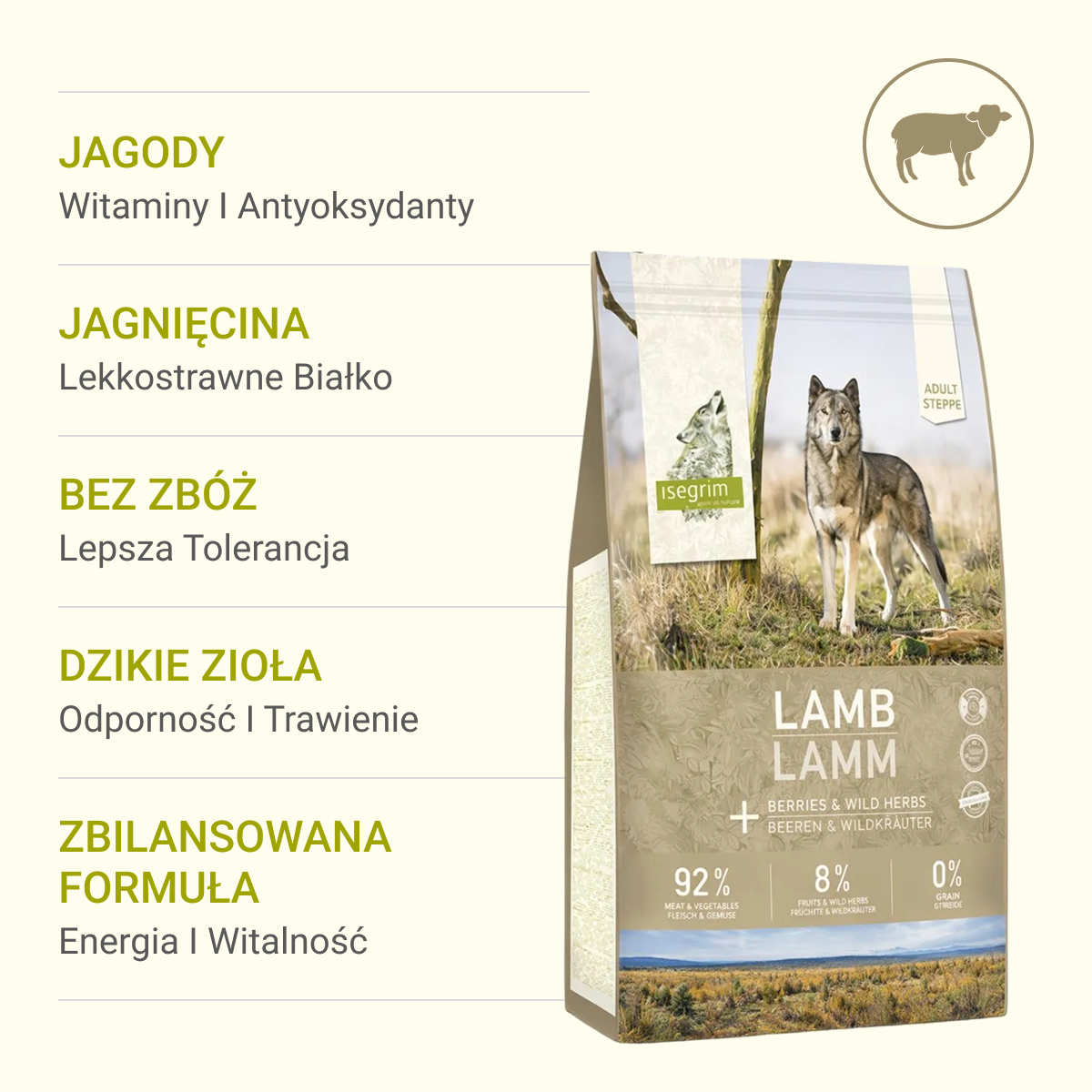 Isegrim Lamb + jagody i dzikie zioła | Adult 3kg