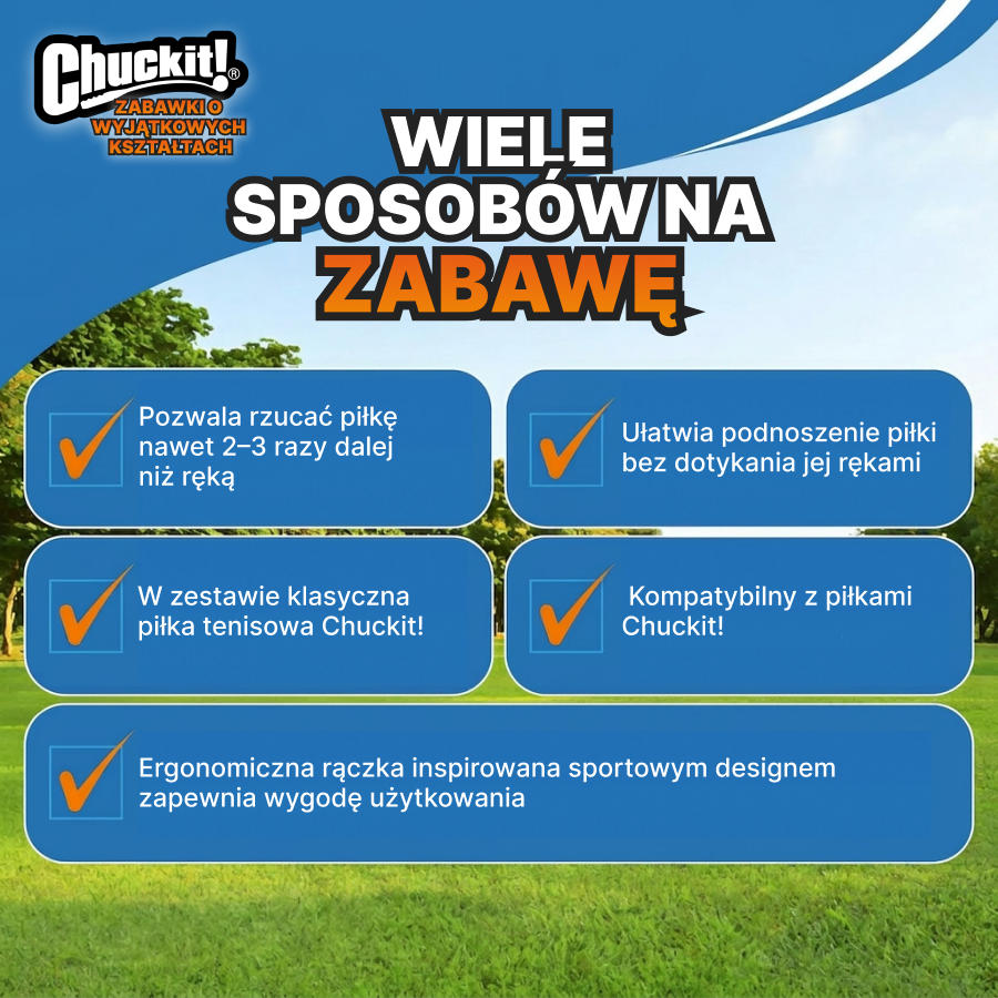Chuckit! Wyrzutnia do piłek | Zabawka dla psa | Trening i zabawa | Rozmiar 14S