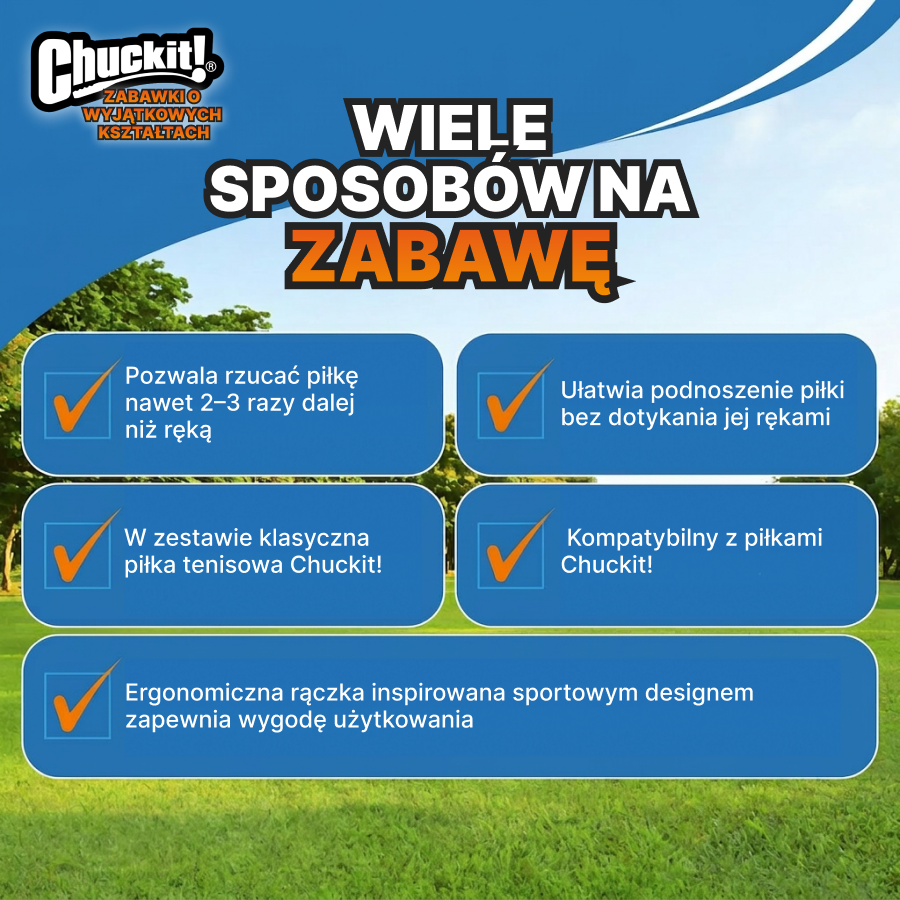 Chuckit! Wyrzutnia do piłek | Zabawka dla psa | Trening i zabawa | Rozmiar 14S