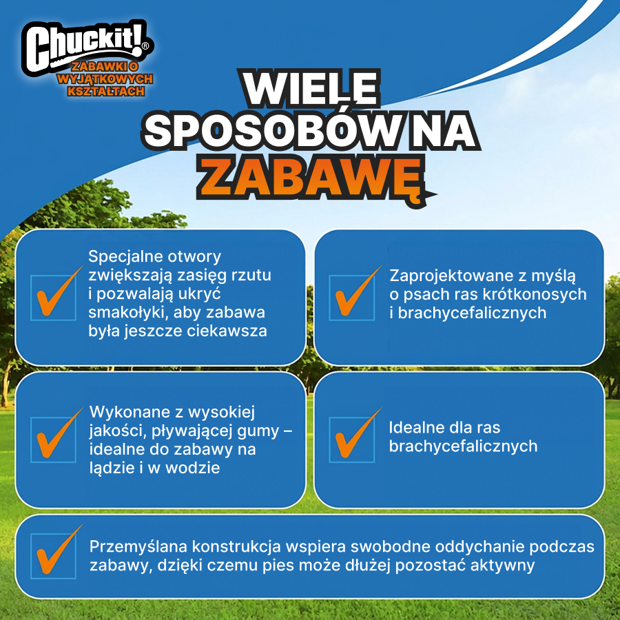 Chuckit! Pałka dla psa | Zabawka z otworami na przysmaki | Trening i zabawa | Pomarańczowa, rozmiar L