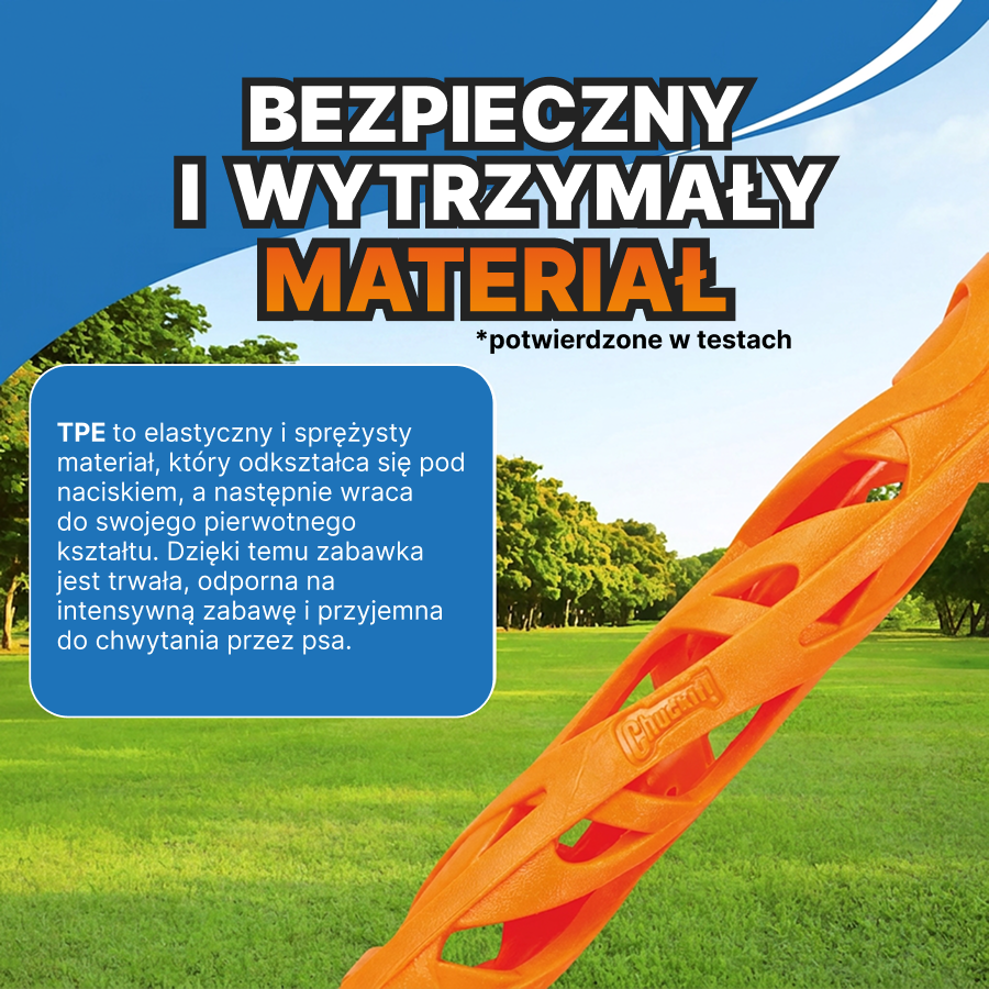 Chuckit! Pałka dla psa | Zabawka z otworami na przysmaki | Trening i zabawa | Pomarańczowa, rozmiar L
