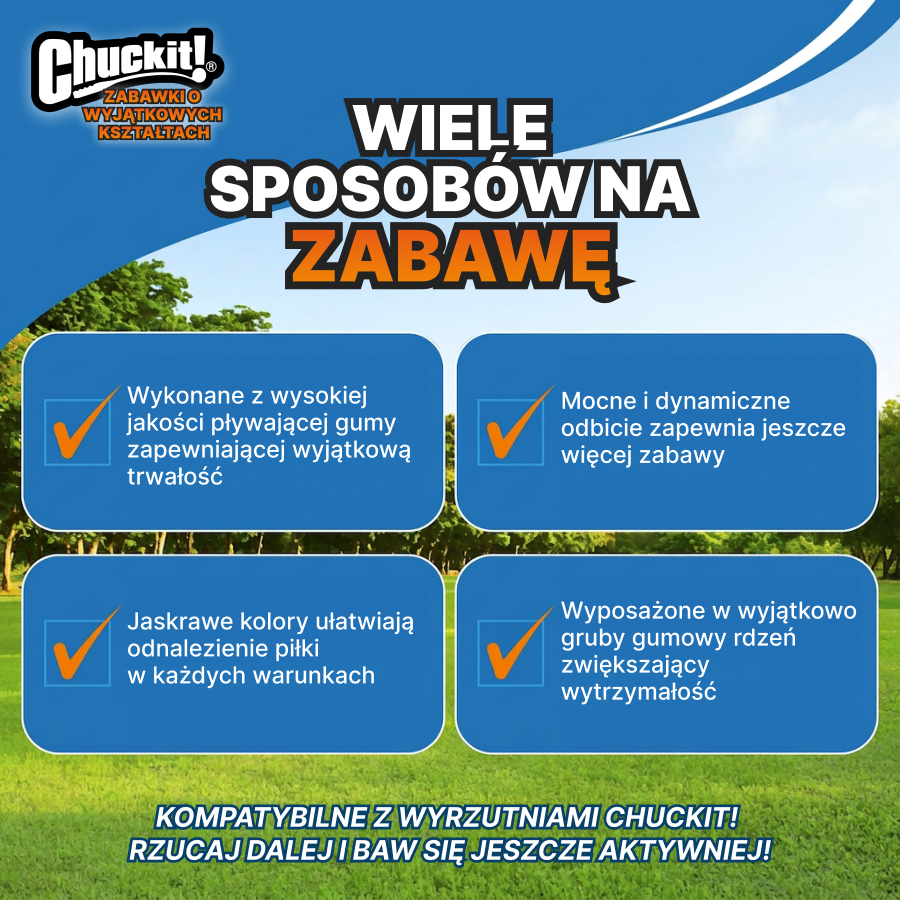 Chuckit! Zestaw 2 piłek tenisowych dla psa | Zabawka do treningu i zabawy | Pomarańczowe, rozmiar M
