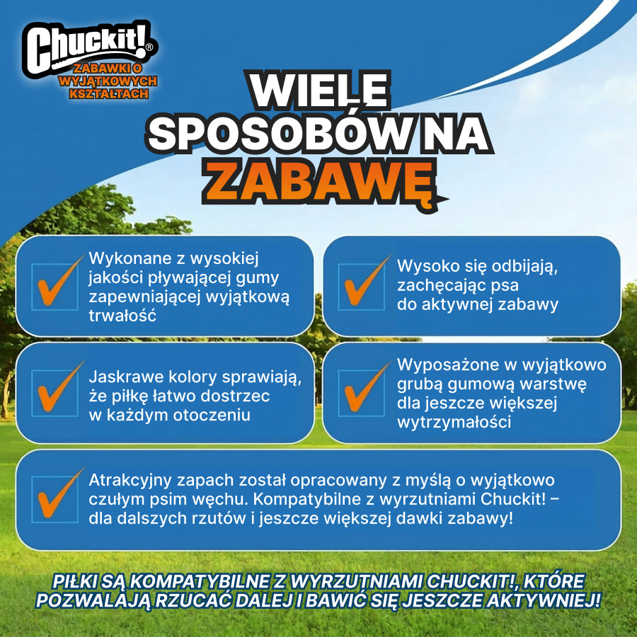 Chuckit! Zabawka – piłka dla psa | o zapachu bekonu | Niebieska, rozmiar M