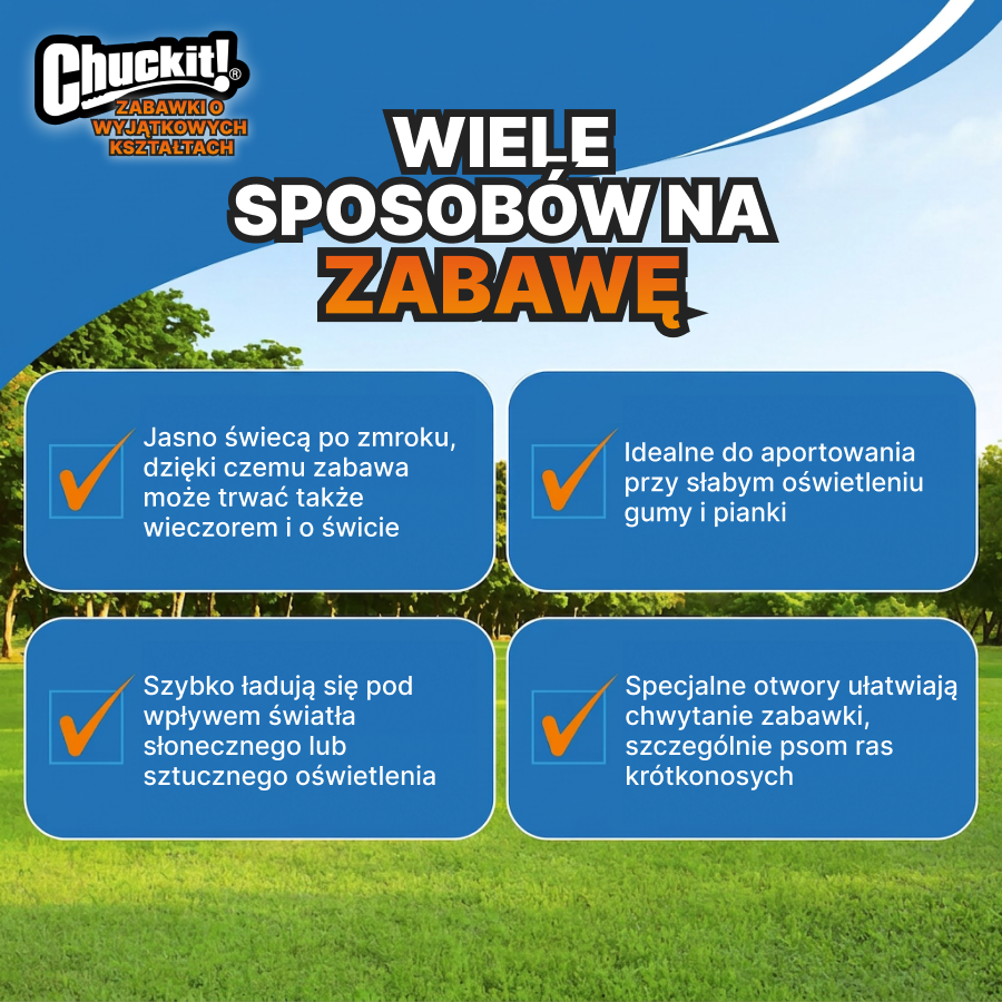 ChuckIt! Piłka Air Glow dla psa | Sport i zabawa | Świeci w ciemności, rozmiar M
