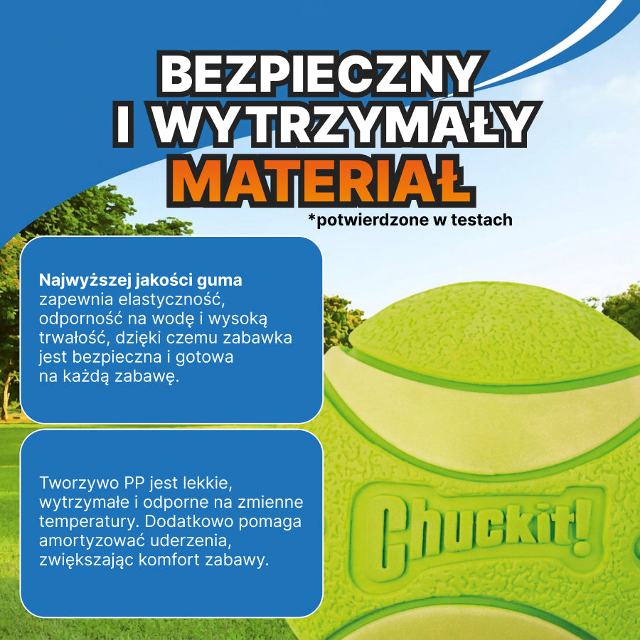 ChuckIt! Piłka z piszczałką dla psa | Świeci w ciemności | Sport i zabawa | Jasnozielona, rozmiar M