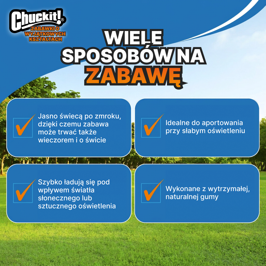 ChuckIt! Pałka dla psa | Sport i zabawa | Świeci w ciemności | Zielono-biała, One Size