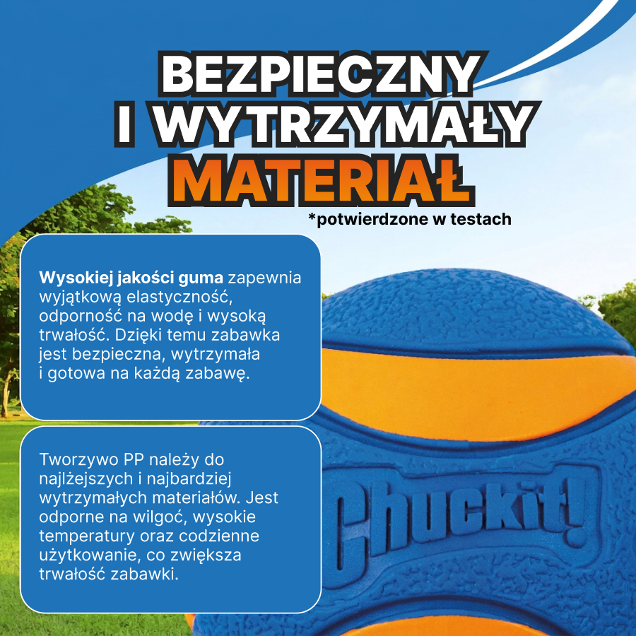 Chuckit! Zabawka – piłka z piszczałką dla psa | Trening i zabawa | Pomarańczowo-niebieska, rozmiar M