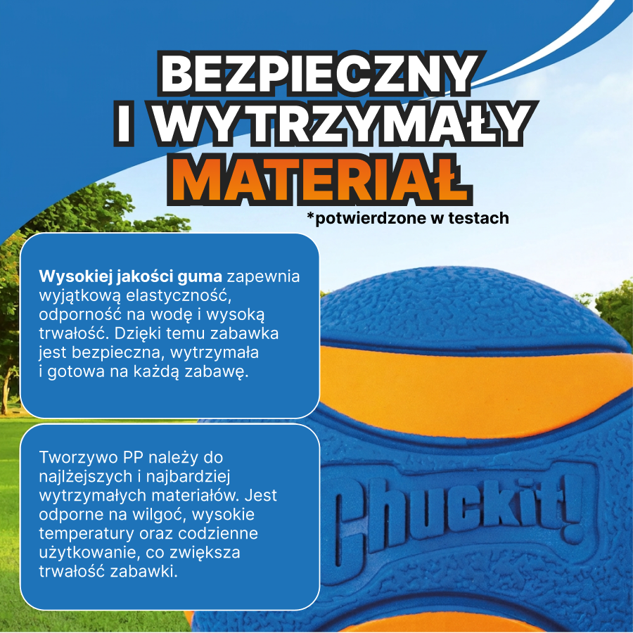 Chuckit! Zabawka - piłka z piszczałką dla psa | Trening i zabawa | Pomarańczowo-niebieska, rozmiar S