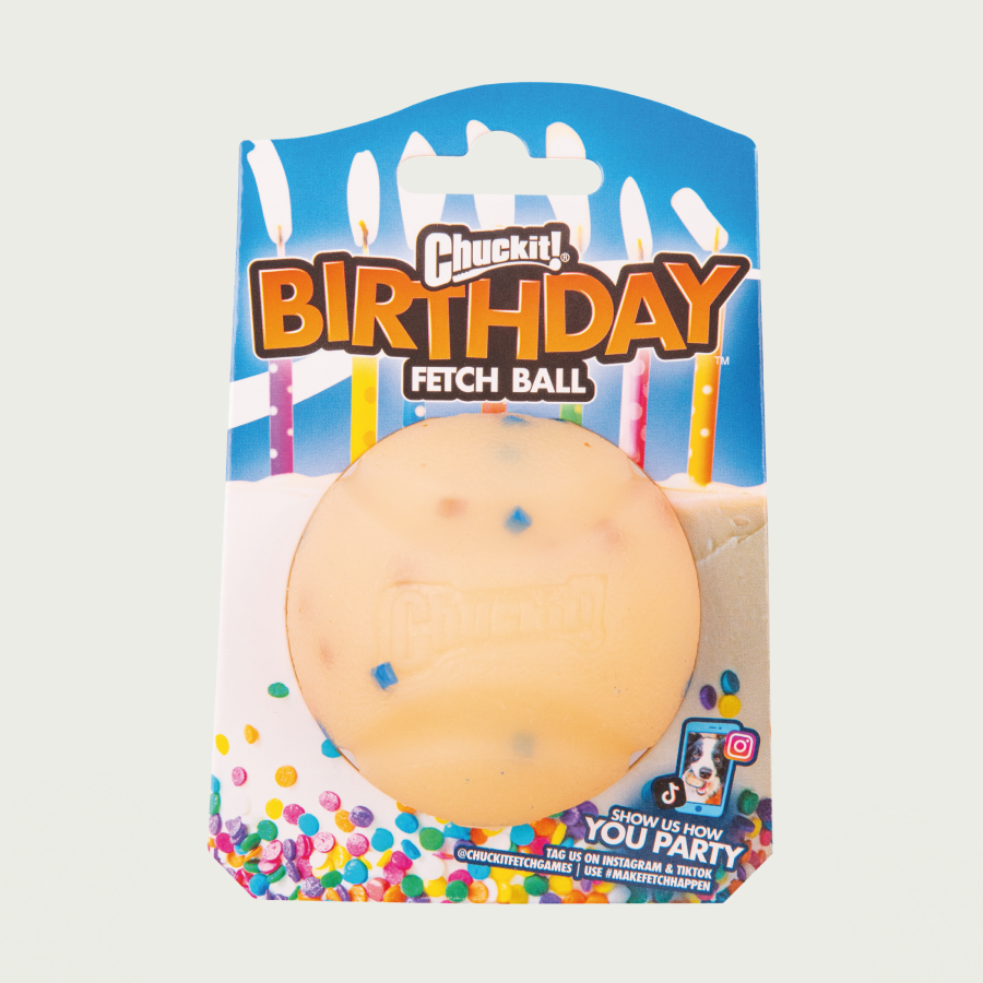 Chuckit! Piłka „Birthday” dla psa | Trening i zabawa | Rozmiar M