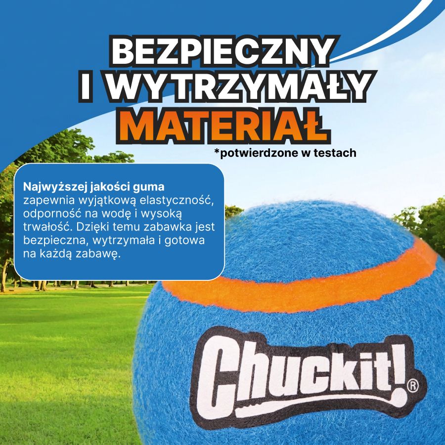 ChuckIt! Zestaw 2 piłek tenisowych z piszczałką dla psa | Trening i zabawa | Niebiesko-pomarańczowe, rozmiar M