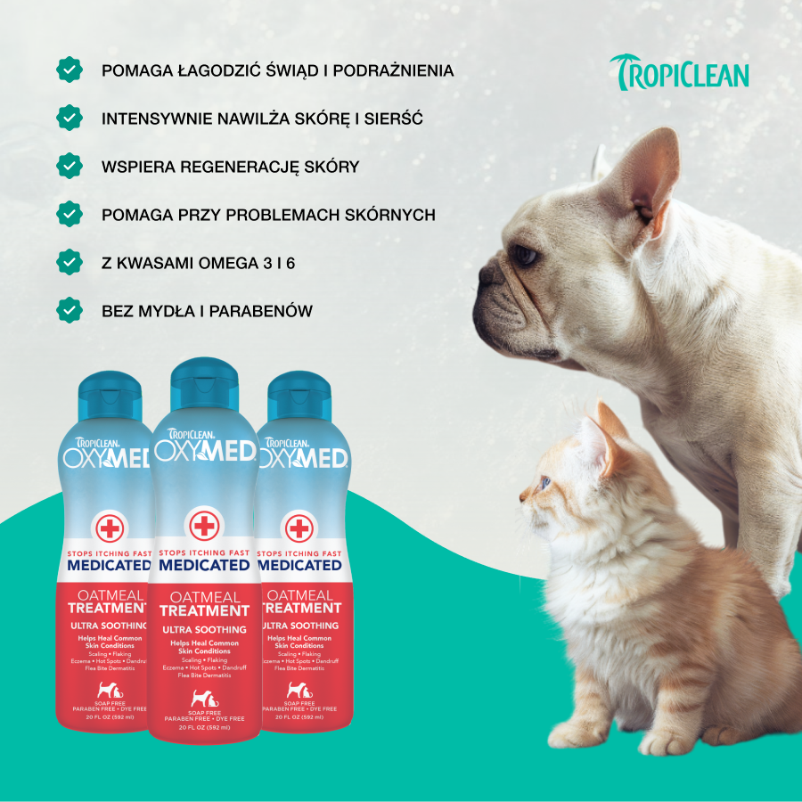 TropiClean OxyMed Medicated Treatment | dla Kota i Psa | 355ml