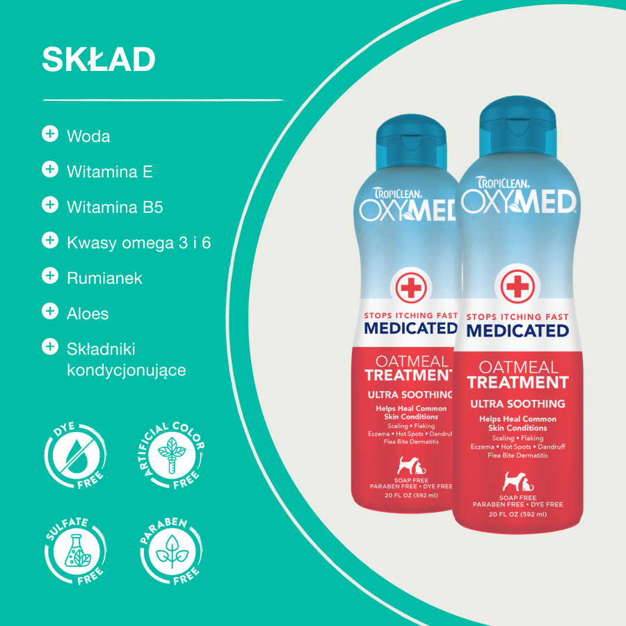 TropiClean OxyMed Medicated Treatment | dla Kota i Psa | 355ml