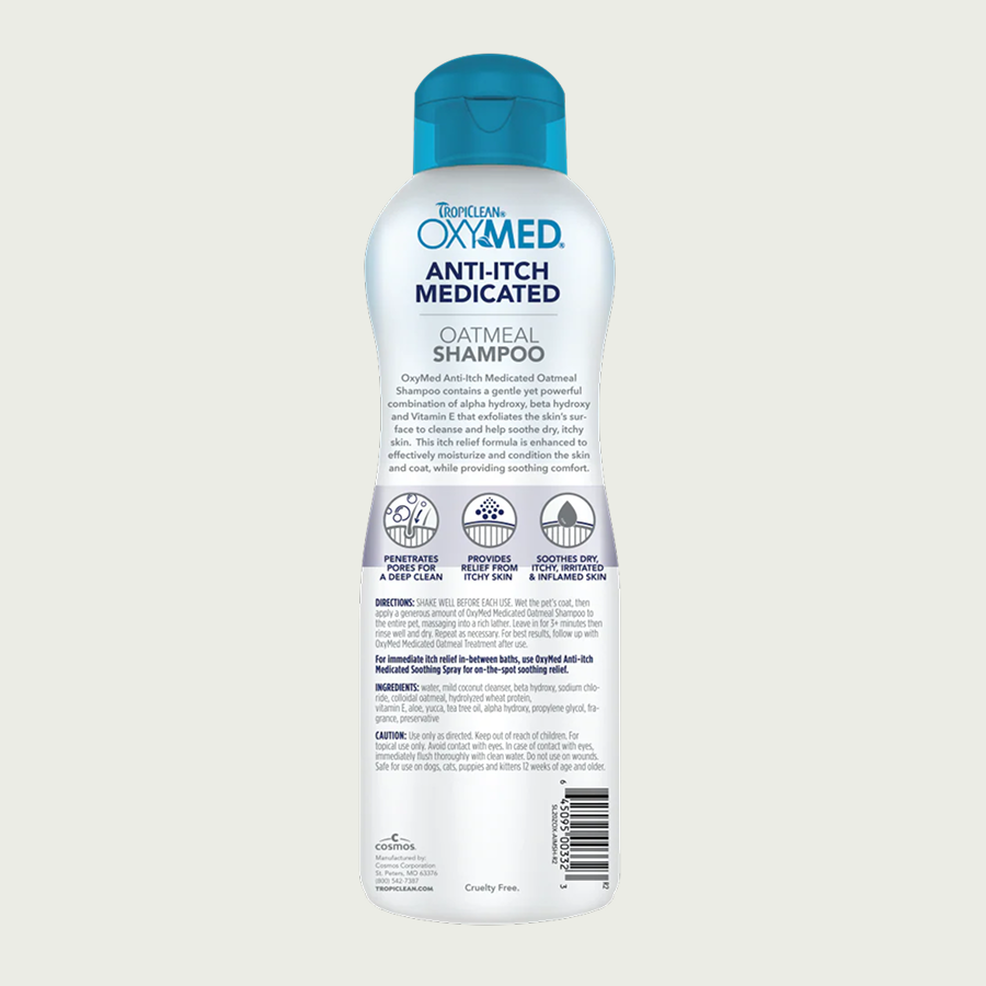 TropiClean OxyMed Szampon Anti Itch | dla Kota i Psa | 355ml