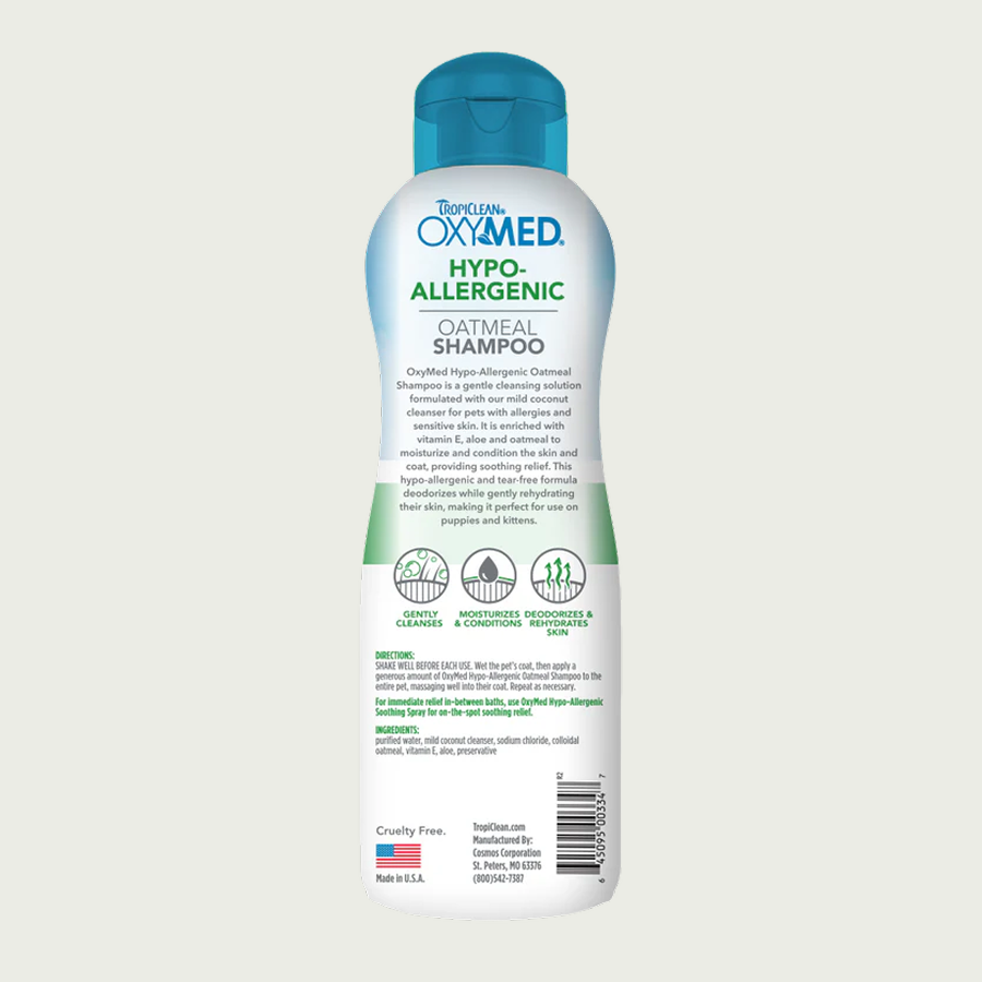TropiClean OxyMed Szampon Hypoallergenic | dla Kota i Psa | 355ml