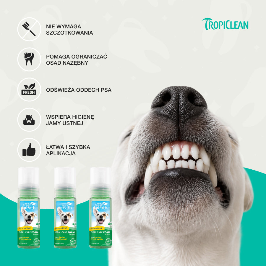 TropiClean Pianka Foam do Higieny Jami Ustnej | dla Psa | 133ml