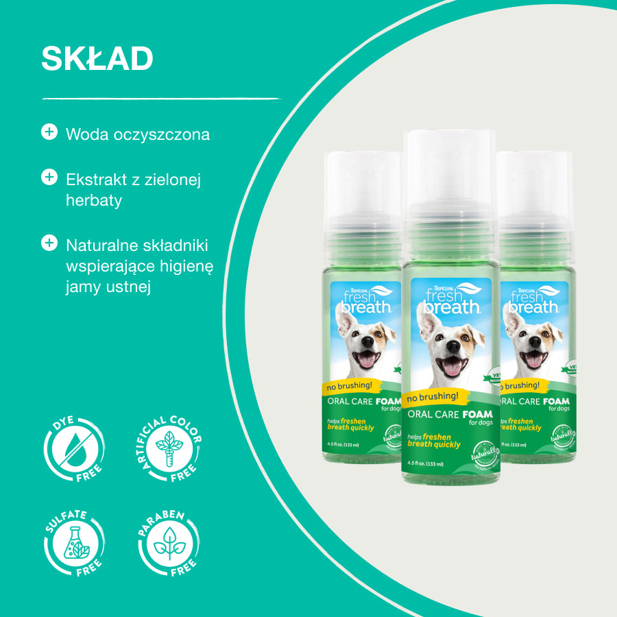TropiClean Pianka Foam do Higieny Jami Ustnej | dla Psa | 133ml
