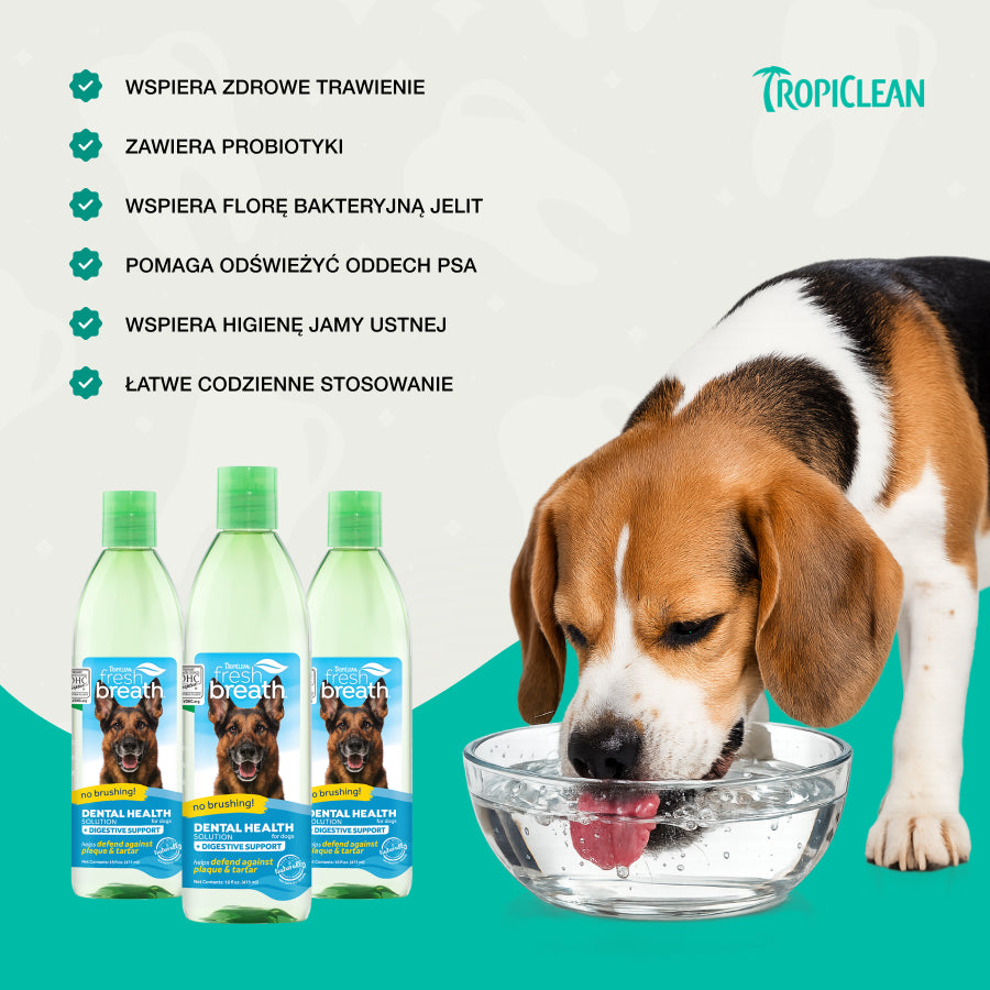 TropiClean Dodatek do Wody Digestive Support (z Prebiotykiem) | dla Psa | 473ml