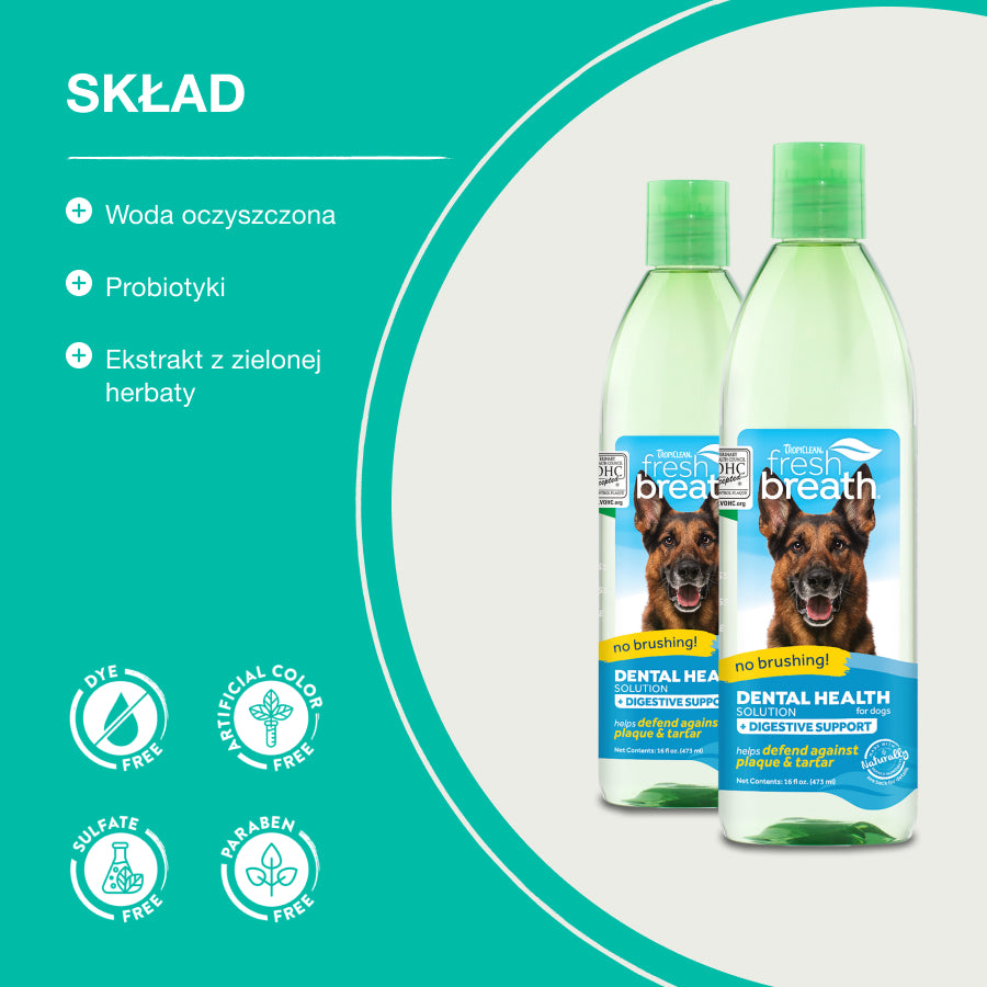 TropiClean Dodatek do Wody Digestive Support (z Prebiotykiem) | dla Psa | 473ml