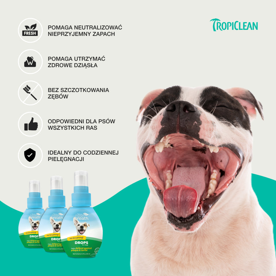 TropiClean Dodatek do Wody Drops | dla Psa | 65ml