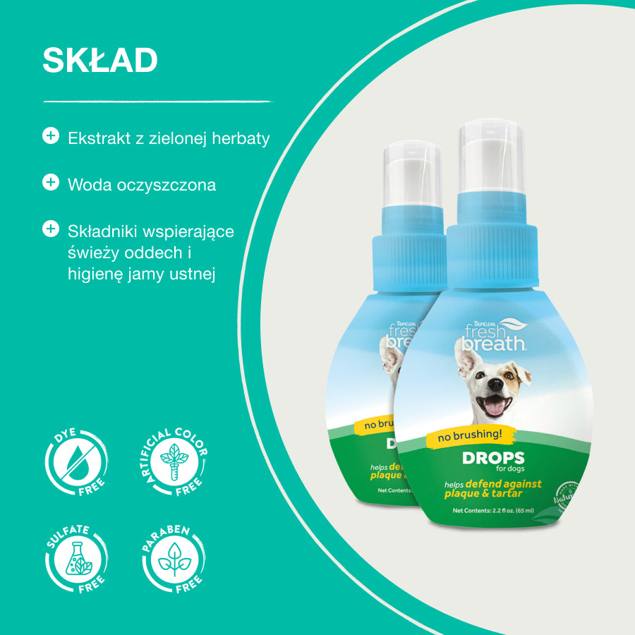 TropiClean Dodatek do Wody Drops | dla Psa | 65ml