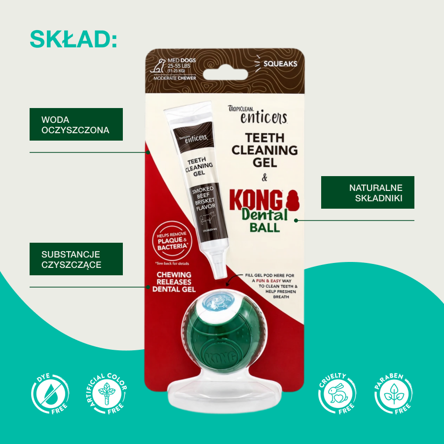 TropiClean Kong Piłka Enticers | dla Psa | Medium 11-25kg
