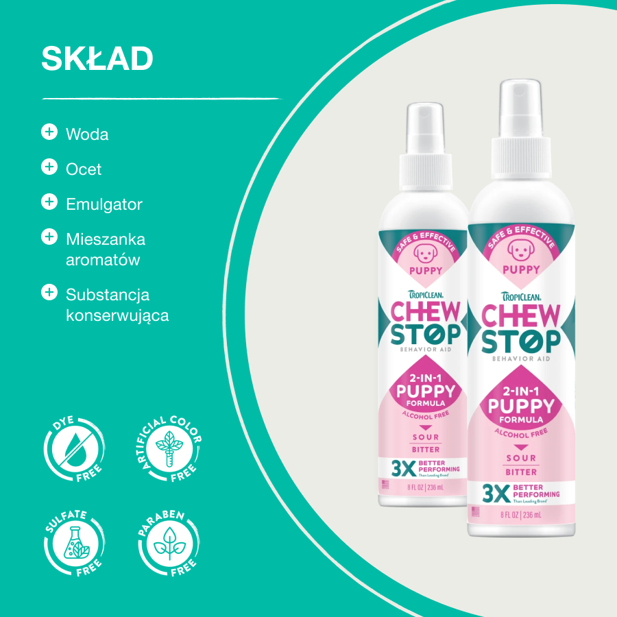 TropiClean Spray Chew Stop | dla Szczeniąt | 236ml