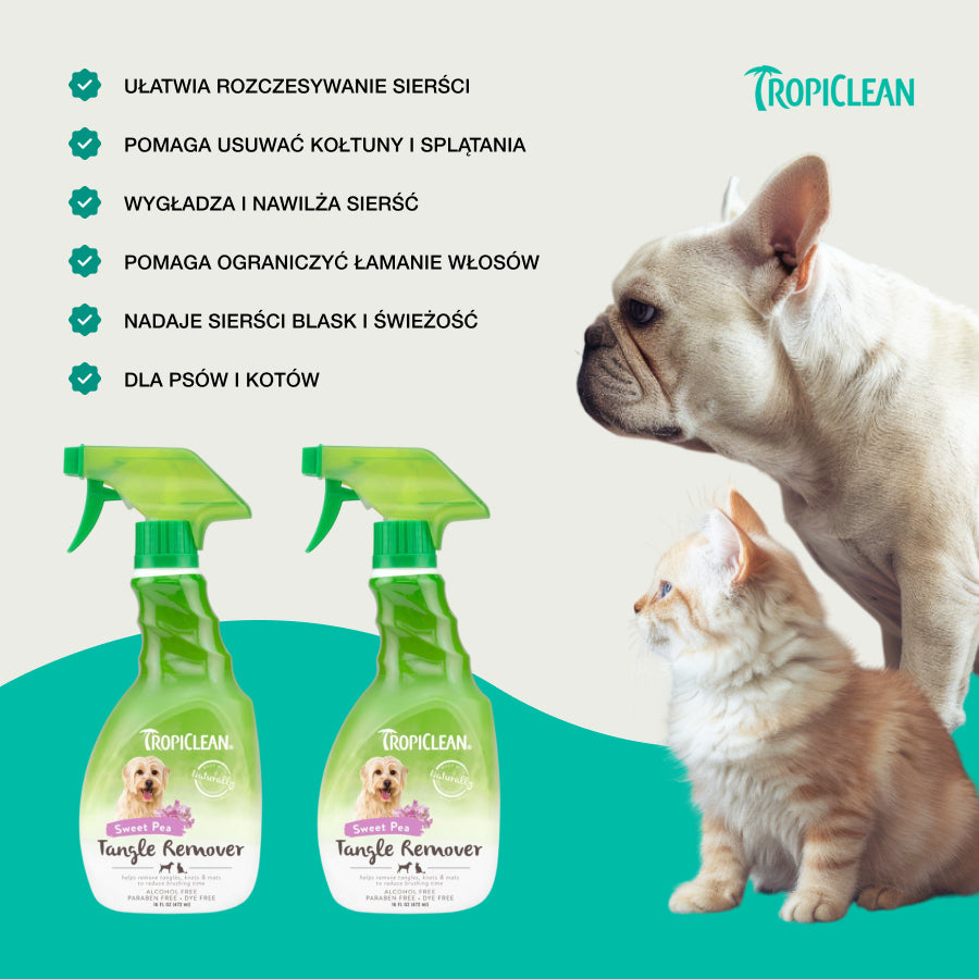 TropiClean Odżywka Tangle Remover | dla Kota i Psa | 473ml
