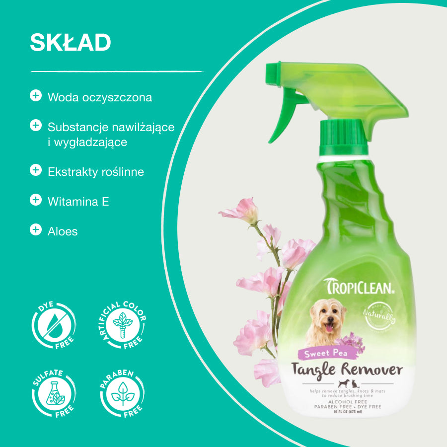 TropiClean Odżywka Tangle Remover | dla Kota i Psa | 473ml