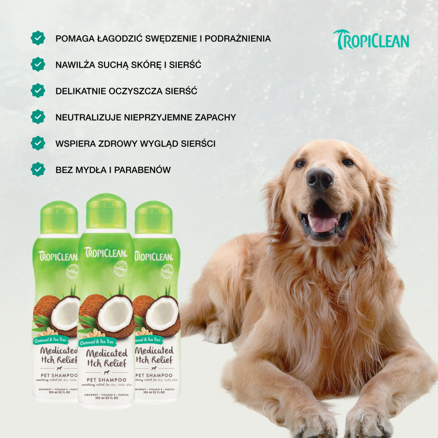 TropiClean Szampon Oatmeal Tea Tree | Kot i Pies | 355ml