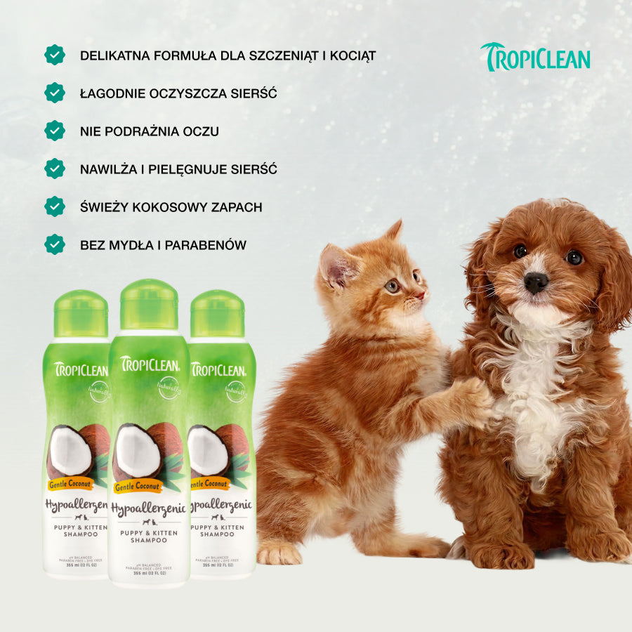 TropiClean Szampon Gentle Coconut | Kot i Pies | 355ml