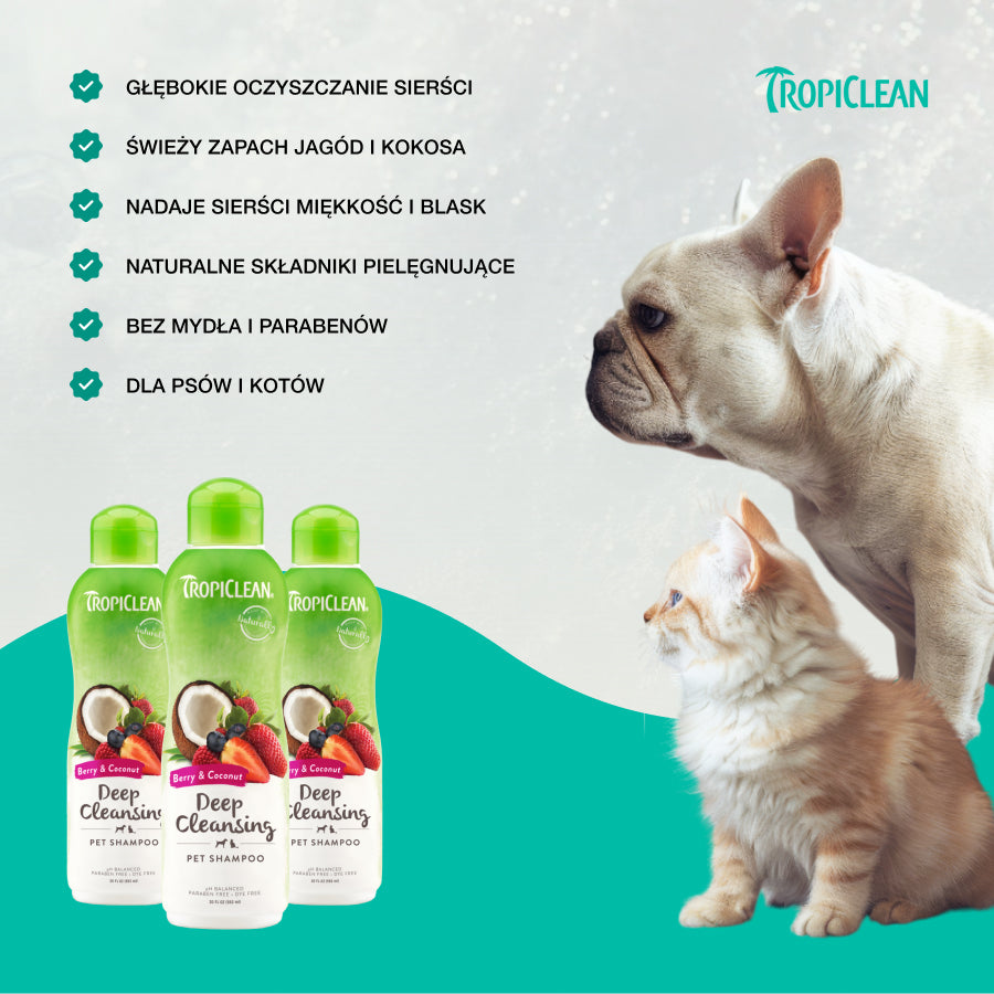 TropiClean Szampon Berry Coconut | Kot i Pies | 355ml