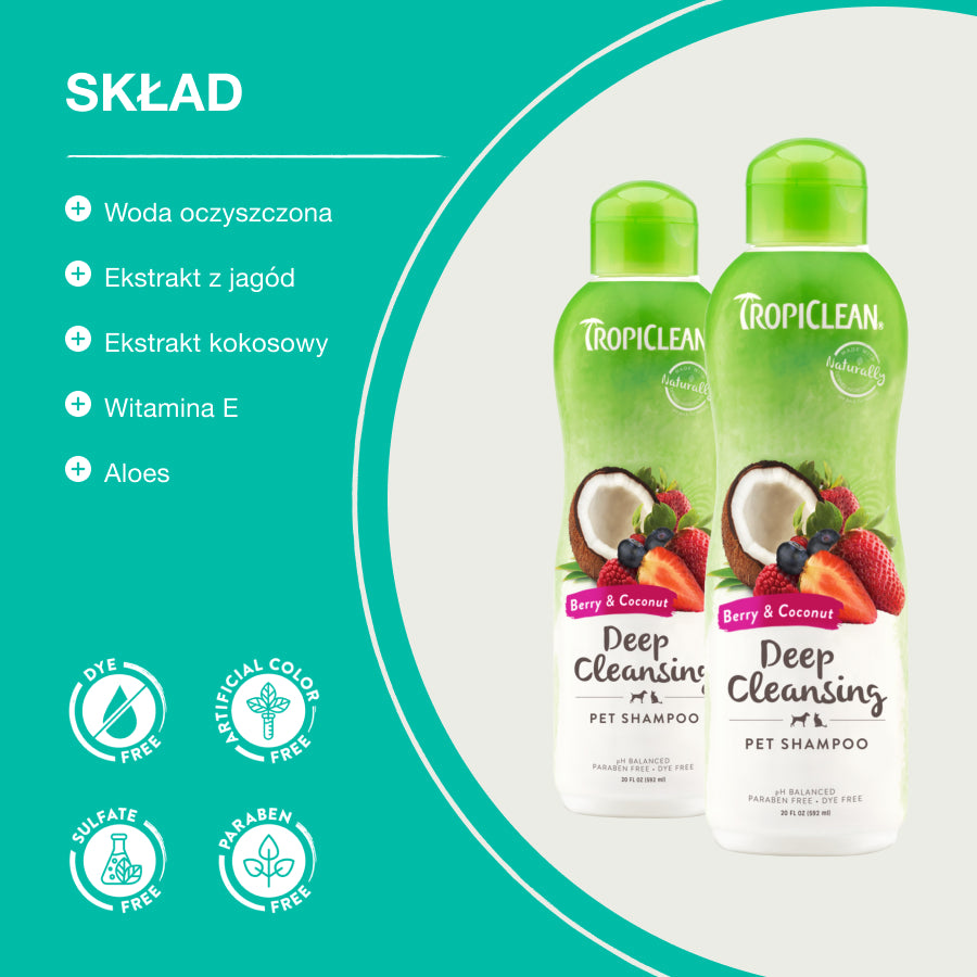 TropiClean Szampon Berry Coconut | Kot i Pies | 355ml