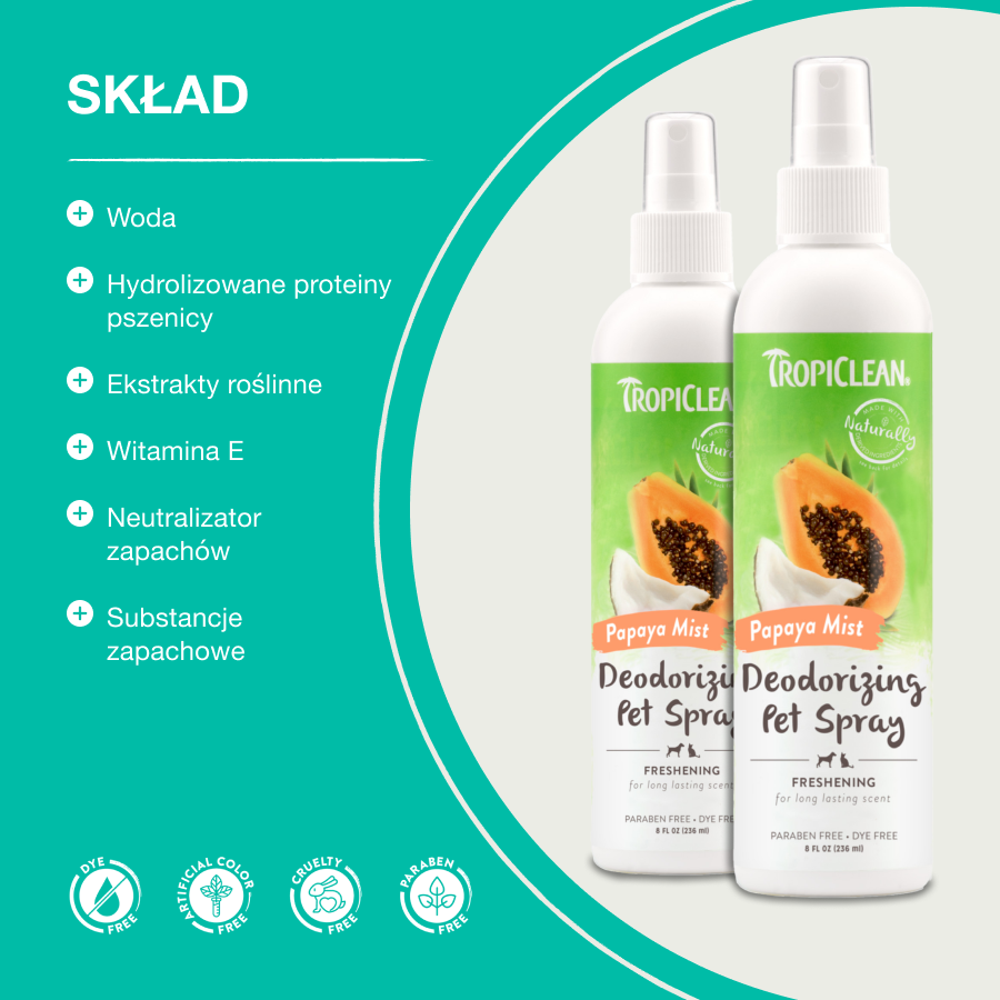 TropiClean Neutralizator Pet Spray Papaya | 236ml