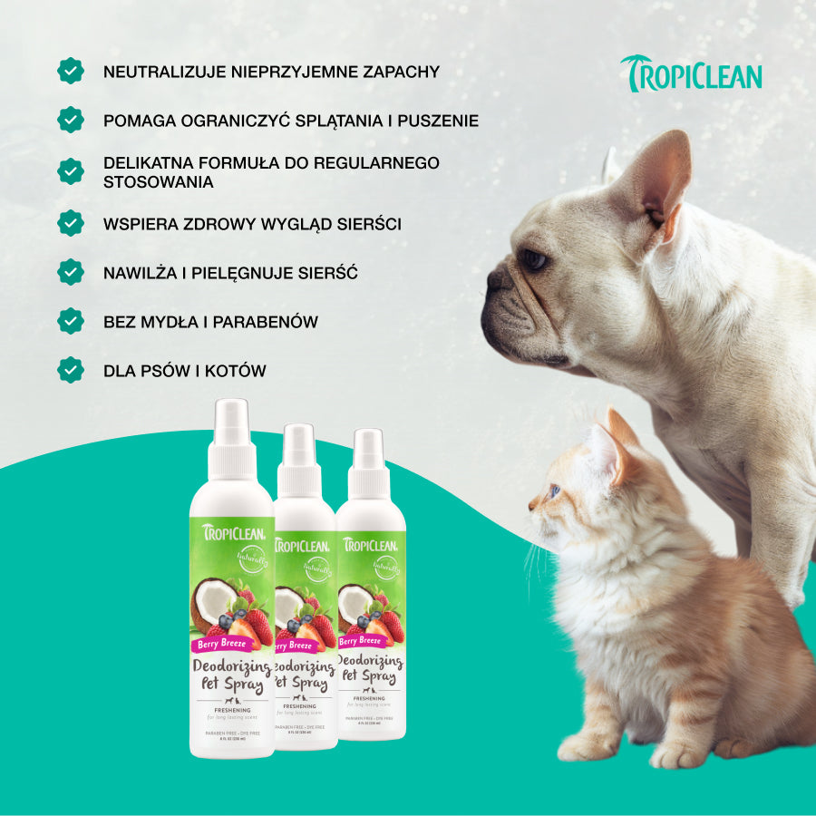 TropiClean Neutralizator Pet Spray Berry Breeze | 236ml