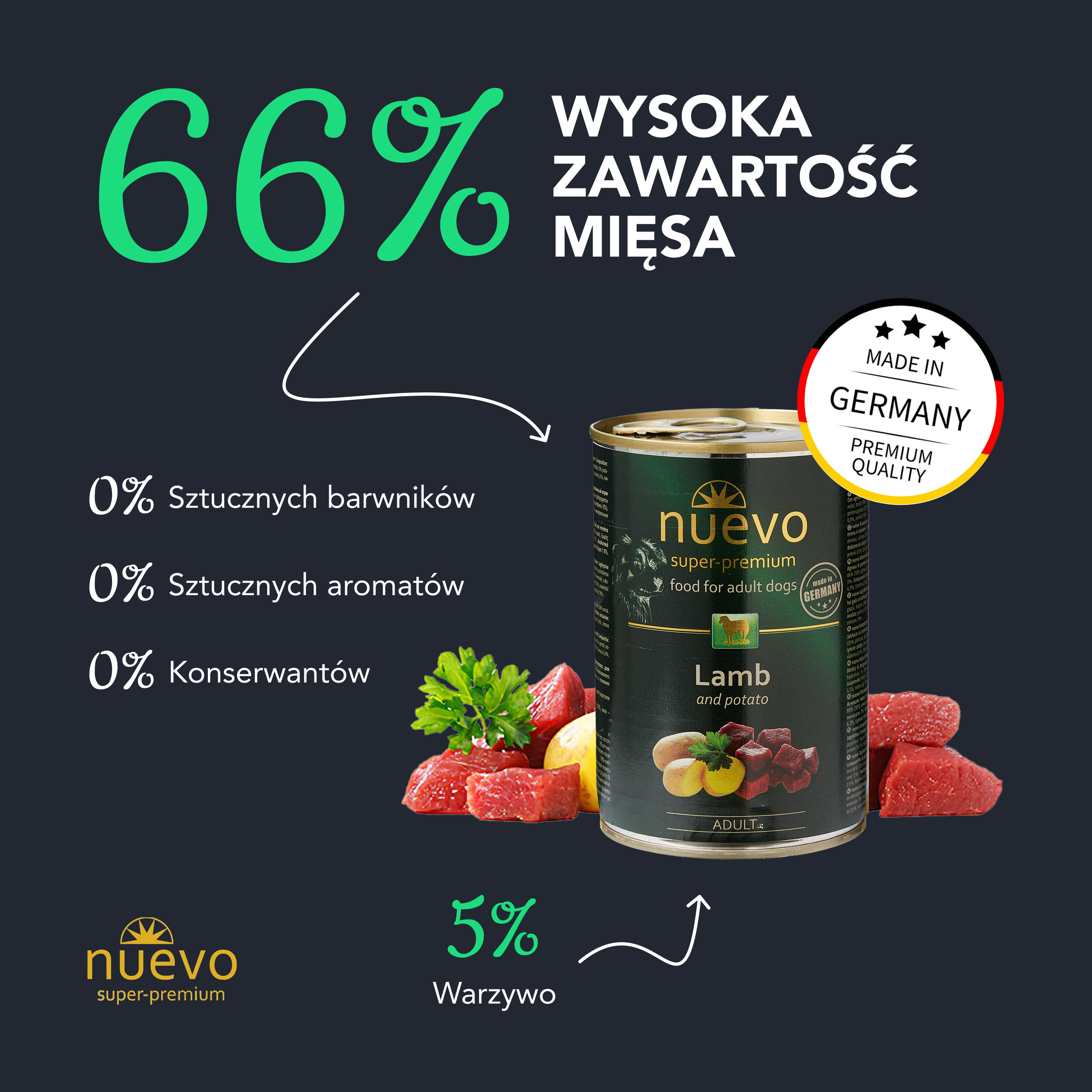 nuevo Pies puszka Jagnięcina Ziemniaki | Dorosły | 400g