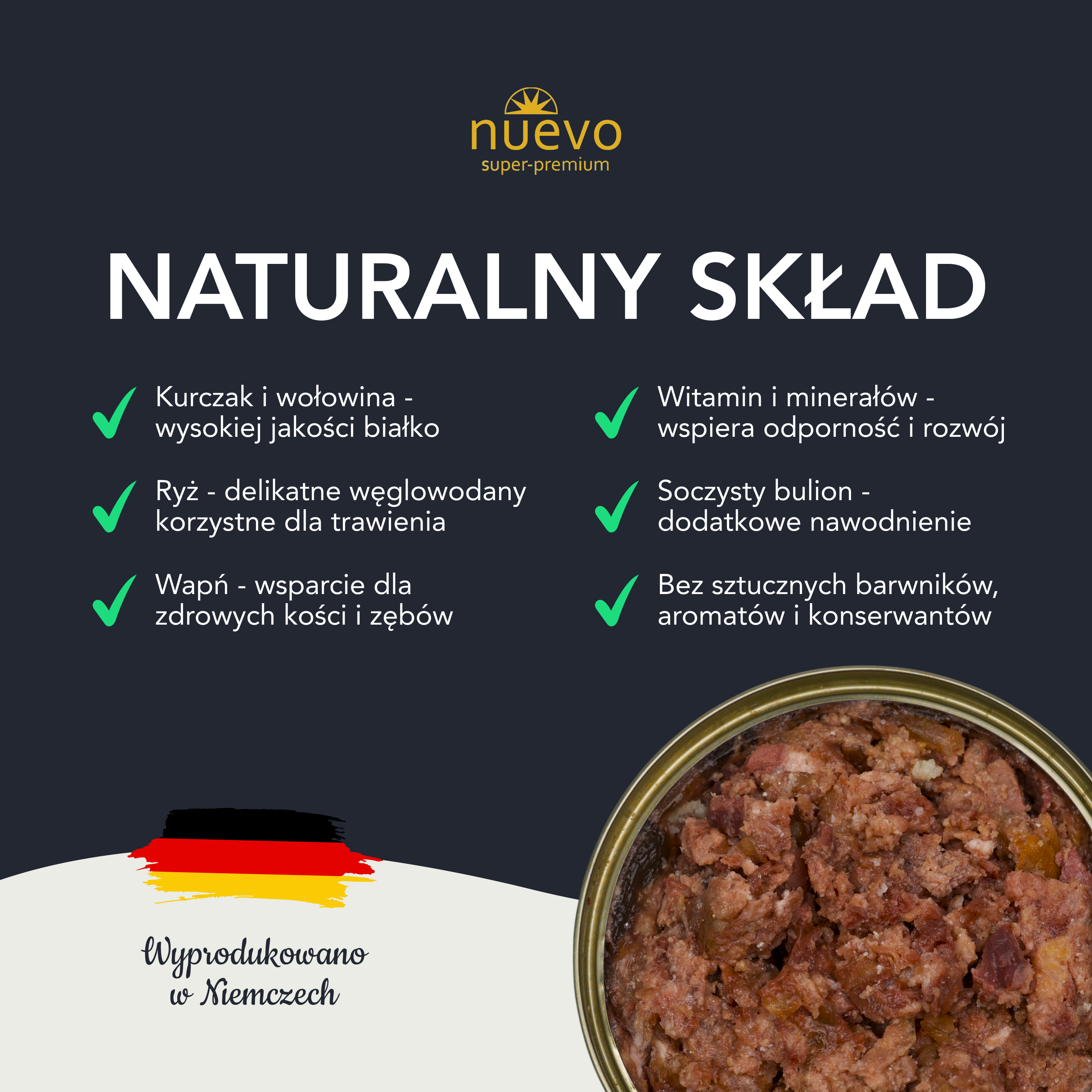 nuevo Pies puszka Kurczak Wołowina | Junior | 800g