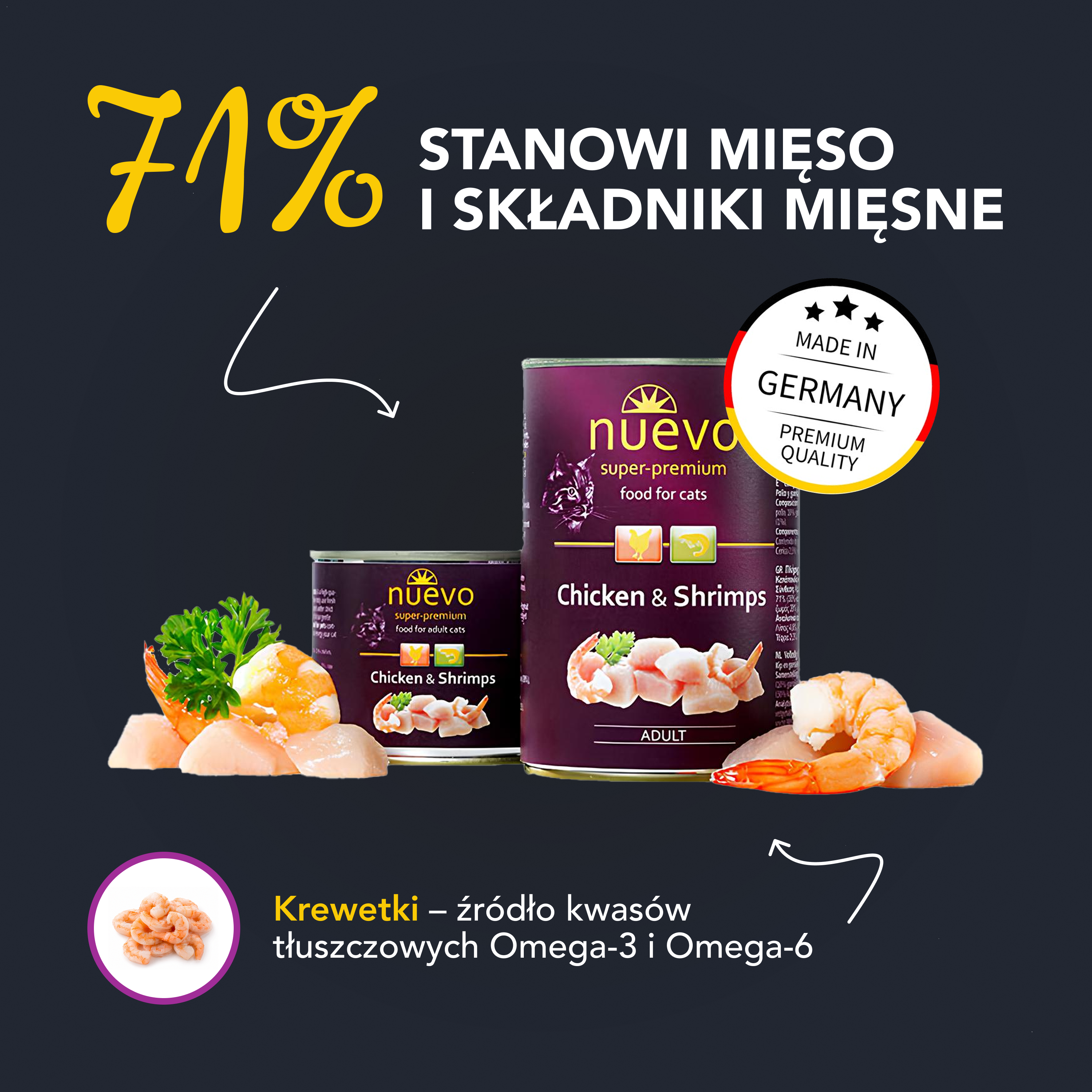 nuevo Kot puszka Kurczak Krewetki | Dorosły | 200g